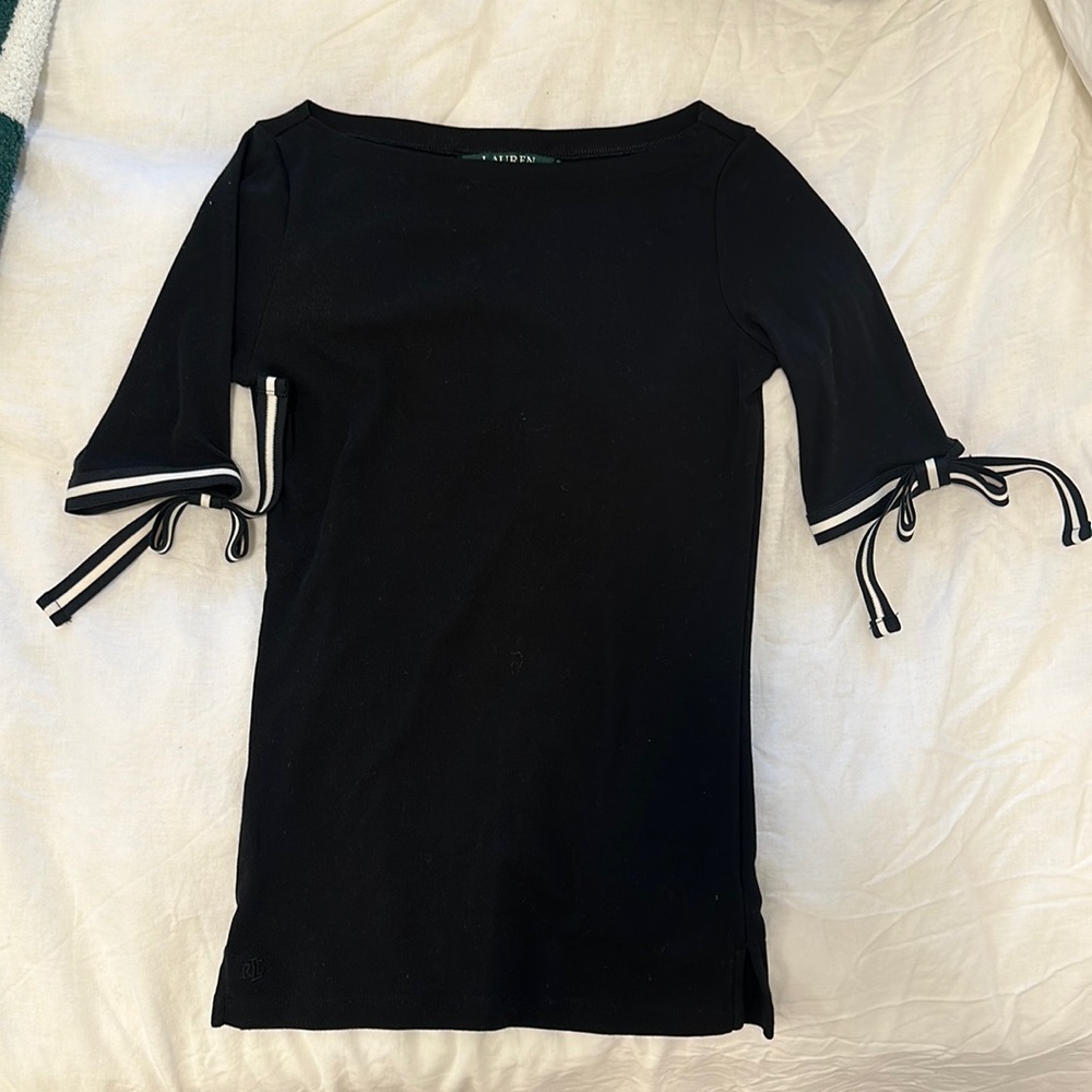 Ralph Lauren Petite Ribbon-sleeve Boat Neck Top- Size S